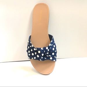 NWT Polka Dot Sandals Navy - Fabric Knotted Mules
